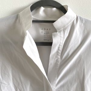 ADAY white Something Borrowed button-up boyfriend shirt XS - White